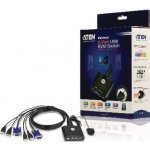 Aten CS-22U Datový přepínač 2-port KVM USB mini, 1m kabely, DO – Zboží Živě