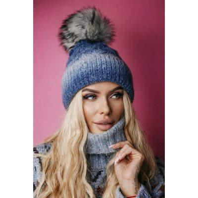 Fashionweek Moderni Vlněná zimní čepice s bambulí flísová podšívka Woolk Peggy Jeans – Hledejceny.cz