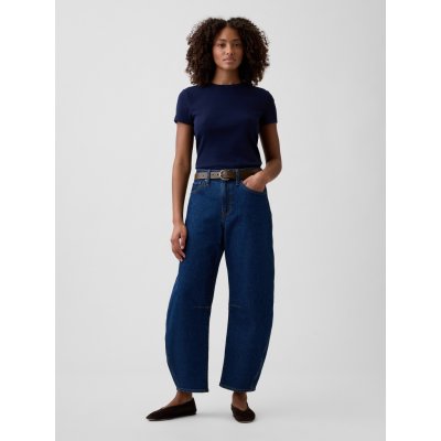 GAP Džíny High Rise Barrel Tmavě modrá – Sleviste.cz