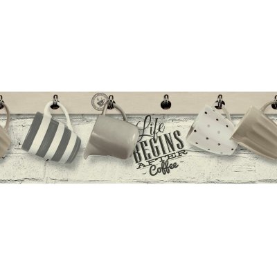 Vinylové bordury na zeď L73691, rozměr 17,6 cm x 5 m, hrníčky, Ugépa – Zboží Dáma