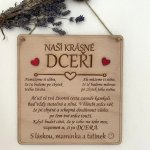 Dekorace z Česka Dřevěná cedulka pro dceru Podpis: Maminka a tatínek – Zboží Mobilmania