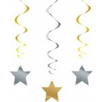 Unique Papírové závěsné serpentýny Hvězdy zlaté a stříbrné 66cm 3ks – Zbozi.Blesk.cz
