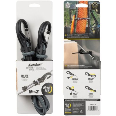 Nastavitelný gumicuk s karabinou Knotbone Nite Ize® – 9, Šedá vel. 9 – Sleviste.cz