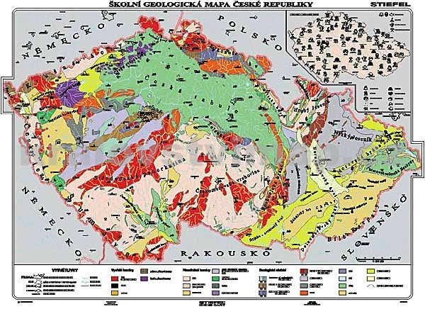 geologická mapa čr Geologická mapa ČR   laminovaná mapa s 2 lištami alternativy  geologická mapa čr