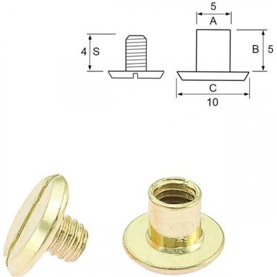 Nýt šroubovací 5 mm, Ø 5 mm zlatý Počet: 1 ks – Zboží Mobilmania