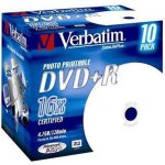 Verbatim DVD+R 4,7GB 16x, Advanced AZO+, printable, jewel, 10ks (43508) – Zboží Mobilmania