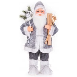 MagicHome Dekorace Vánoce Santa stojící s lyžemi 60 cm