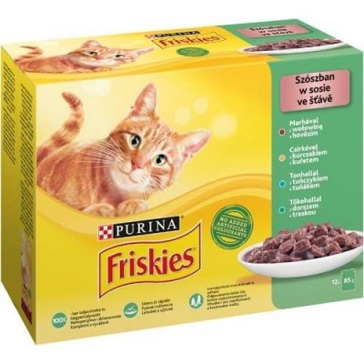 Friskies Cat hovězí kuře tuňák a treska ve šťávě 12 x 85 g – Zboží Mobilmania