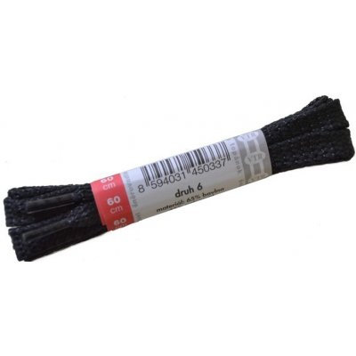 Ploché bavlněné tkaničky do bot 6 černá Délka: 180 cm – Zboží Mobilmania