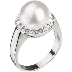 Evolution Group CZ Stříbrný prsten s krystaly Preciosa s bílou perlou 35021.1