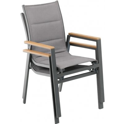 Pro-Tech shop Hliníková zahradní židle s opěrkami polywood 64x55x91cm tmavě šedá 80491 – Hledejceny.cz