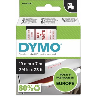 DYMO páska D1 19mm x 7m, červená na bílé, 45805, S0720850 – Zboží Mobilmania