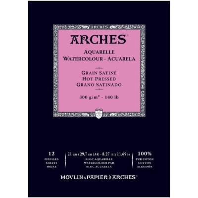 Arches Aquarelle Skicák v lepené vazbě A4 300g 12 listů HP – Zboží Mobilmania
