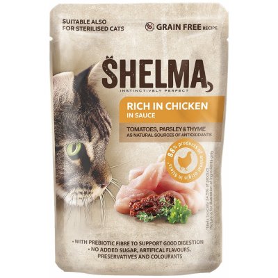 Shelma kočka kuřecí s rajčaty a bylinkami v omáčce 85 g – Zbozi.Blesk.cz