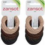 Zansot Elastické vlasové gumičky velké, tkanina, 12 ks, černé, hnědé, béžové – Zboží Mobilmania