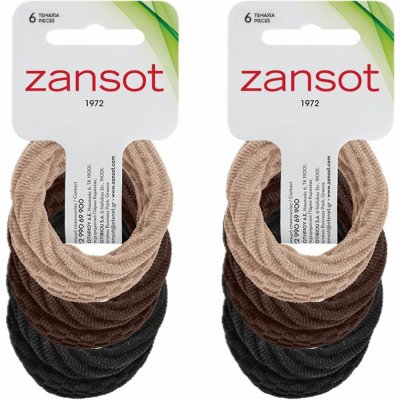 Zansot Elastické vlasové gumičky velké, tkanina, 12 ks, černé, hnědé, béžové – Zboží Mobilmania