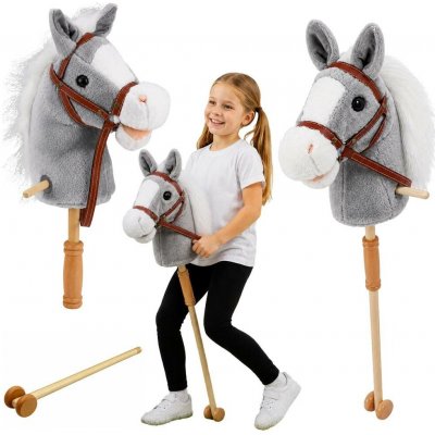 Kůň na tyči Hobby Horse se zvuky a kolečky Mamido 100 cm šedý – Sleviste.cz