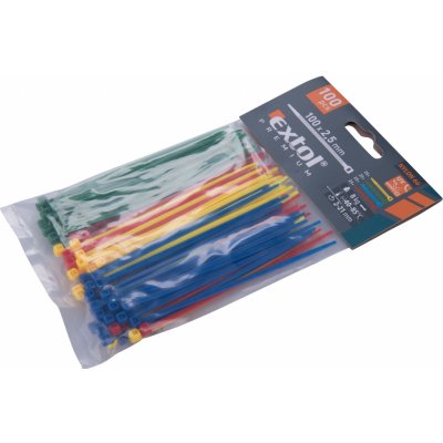 pásky stahovací barevné, 100x2,5mm, 100ks, (4x25ks), 4 barvy, nylon, EXTOL PREMIUM 8856192 – Zboží Mobilmania