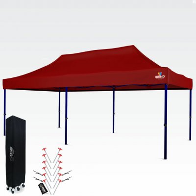 BRIMO Nepromokavý párty stan 3x6m bez 3 stěn Červená S. Ocel eco – Zboží Mobilmania