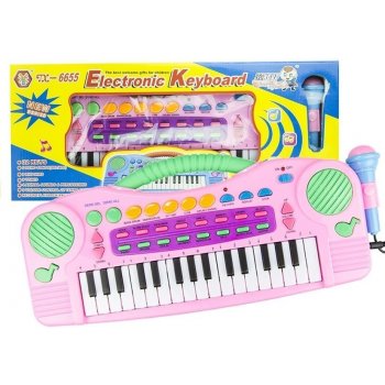 Lean Toys dětský keybord s mikrofónem růžový