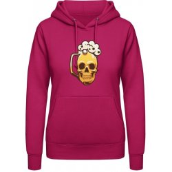 AWDis Hoodie mikina Pivní sklenice ve tvaru smrtky Svůdná růžová