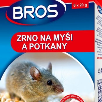 Rodenticid BROS zrno na myši a potkany 6x20g