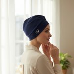Ebbie bavlněný turban-lotus TMAVĚ MODRÝ – Zboží Dáma