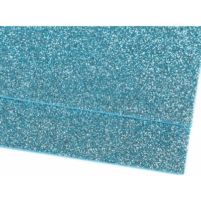 Pěnová guma Moosgummi 20x30cm, 750861 jednobarevná 9 modrá ledová, tloušťka 1,9mm, s glitry – Sleviste.cz