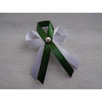 Svatební vývazek s perličkou - bílá / zelená 128 – Zboží Dáma