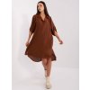 Dámské šaty Italy Moda Tmavě asymetrické šaty dhj-sk-16328.33-brown hnědé