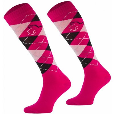 Comodo Jezdecké podkolenky KARO THIN neon pink – Zboží Mobilmania