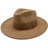 Klobouk Fiebig Dámský klobouk Fedora vlněný s širší krempou s béžovou stuhou béžový
