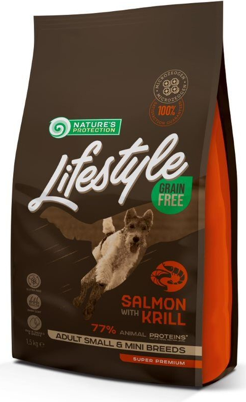 Nature\'s Protection Dog LifeStyle Grain Free Adult Small and Mini Breeds Salmon & Krill 1,5 kg