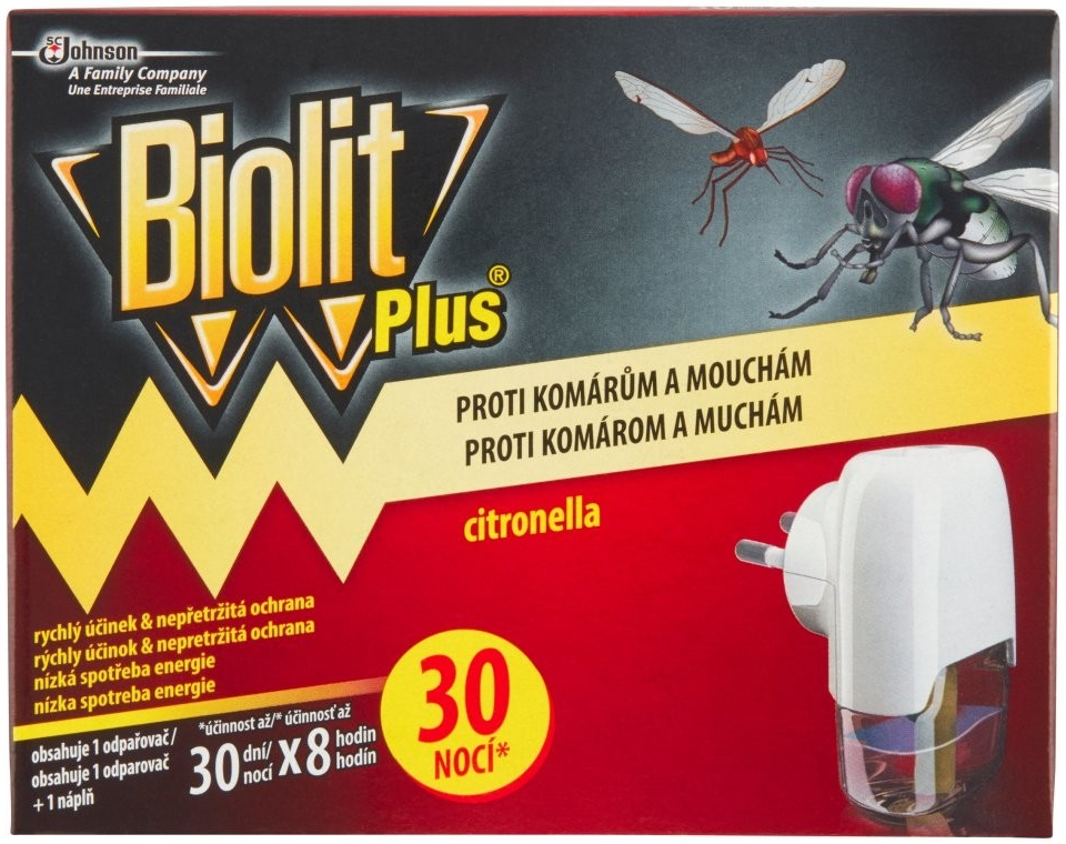 Biolit Plus elektrický odpařovač s vůní citronelly proti komárům a mouchám 30 nocí 31 ml