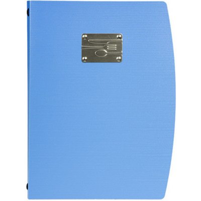 Jídelní lístek RIO A4 , modrá , symboly příborů na štítku, MC-RCA4-BU-FK – Zboží Živě