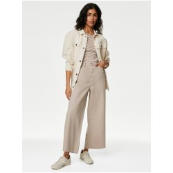 Marks & Spencer dámské zkrácené wide fit džíny s vysokým pasem béžové