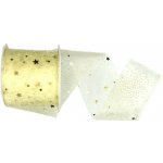 Stuha vánoční Organza Starshine - Creamy Gold krémová 60mm x 3m (16,-Kč/m) – Zboží Dáma