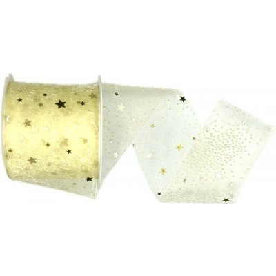 Stuha vánoční Organza Starshine - Creamy Gold krémová 60mm x 3m (16,-Kč/m) – Zboží Dáma
