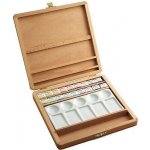 Akvarelové barvy v dřevěné kazetě 18x2,6ml + porcelánová paleta – Hledejceny.cz