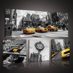 Postershop Obraz na plátně: New York Taxi (1) - set 1ks 80x30 cm a 3ks 25,8x24,8 cm – Zboží Mobilmania