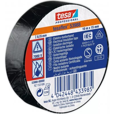 Tesa 53988 Elektroizolační páska 15 mm x 10 m černá