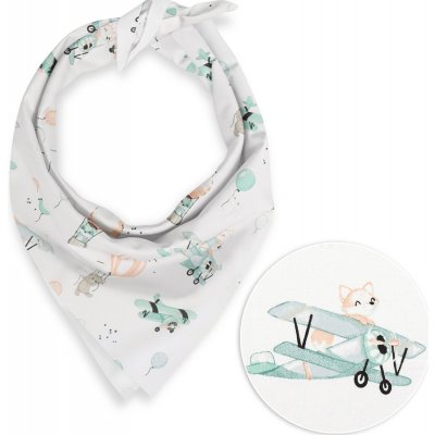 Biante Dětský bavlněný šátek Sandra SA-457 Lišky v letadýlkách na bílém – Zboží Dáma