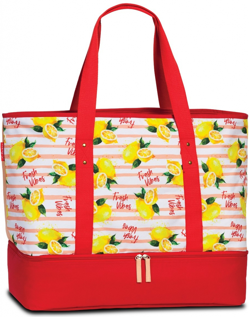 Fabrizio plážová taška s termo přihrádkou Fresh Vibes 50409-5200 červená s citróny