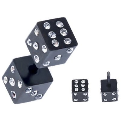 Šperky eshop falešný plug do ucha z oceli černé hrací kostky zirkony PC36.09 – Zboží Dáma