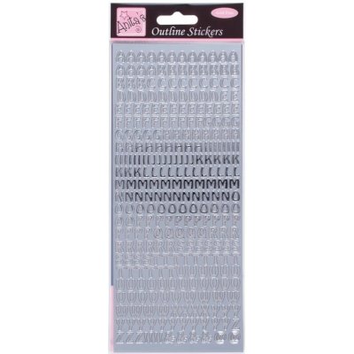 WEST DESIGN Samolepky kontury metalické stříbrné velká písmena font 1 – Zboží Dáma