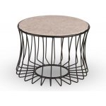 Stern Odkládací stolek Oxo, kulatý 51x37 cm, 48 cm, rám lakovaný hliník sand matt, deska keramika dekor Stone beige – Hledejceny.cz