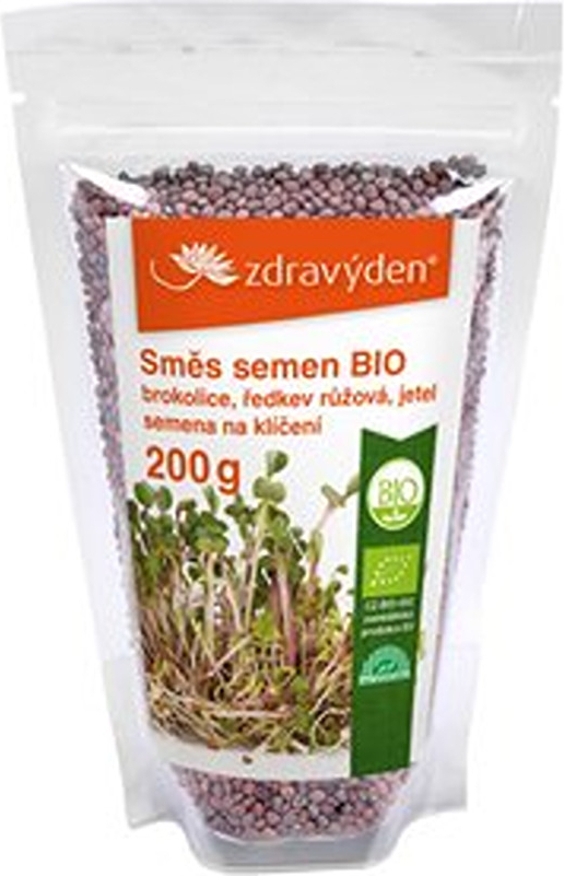 Zdravý den Směs semen na klíčení Bio brokolice, ředkev červená, jetel 200 g