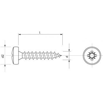 Vrut s půlkulatou hlavou s křížovou drážkou 4 x 30 mm A2