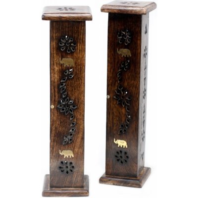 Mani Bhadra Věž s motivem slona Dřevo mango Stojánek na vonné tyčinky 30 cm – Zboží Mobilmania