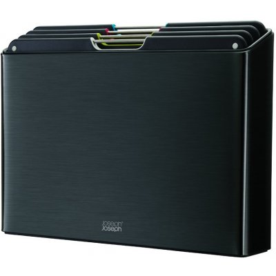 Prkénko na krájení FOLIOSTEEL 60170 24x34 cm, sada 4 ks, se stojanem, černá, Joseph Joseph – Zboží Dáma